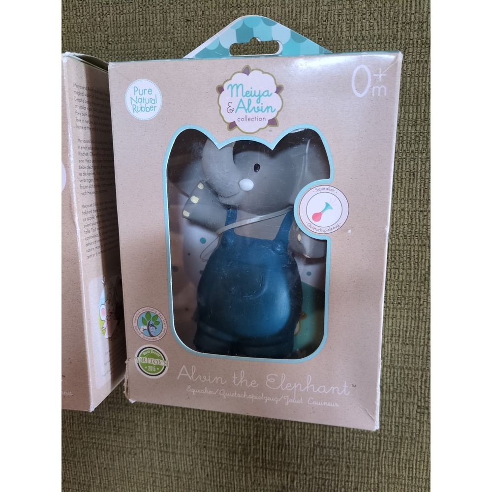 Lot of 2 Meiya & Alvin In Box Natural Rubber Squeaker The Elephant + Havah Bunny - Picture 3 of 14